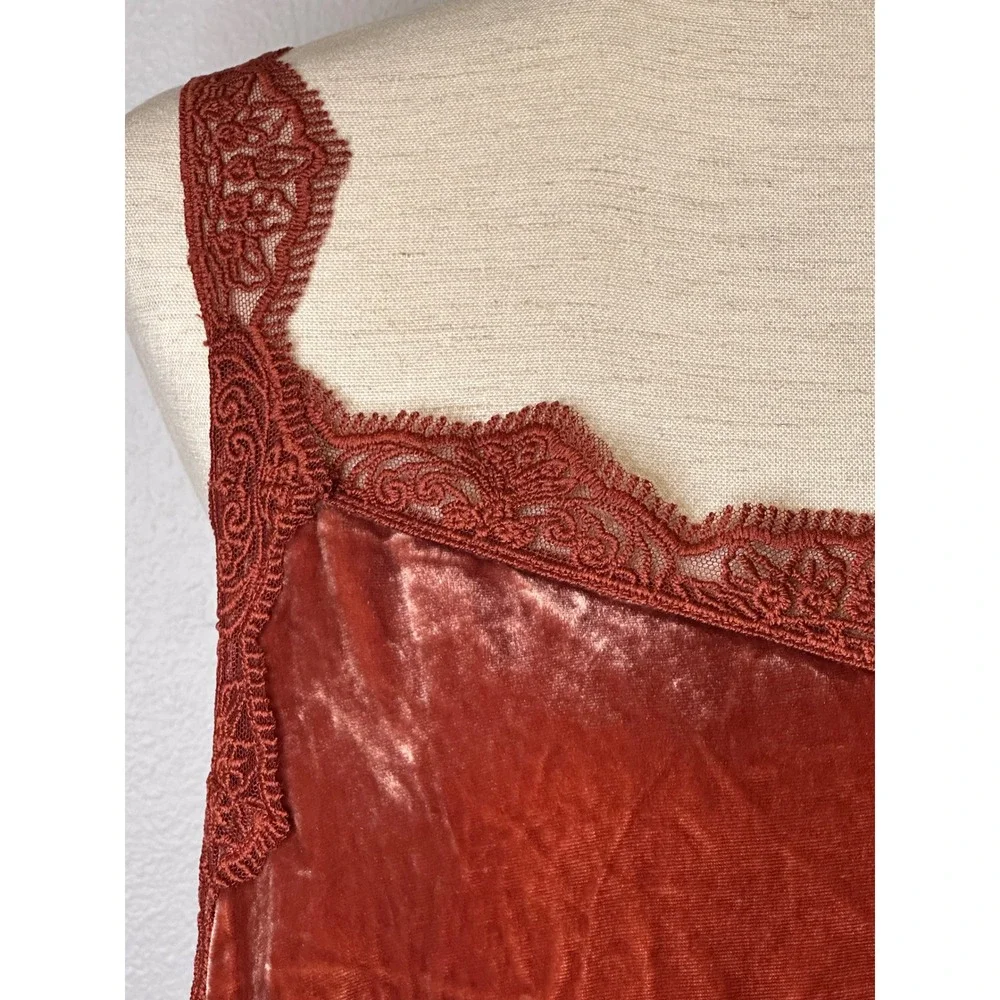 Sundance Hadley Velvet Silk Blend Lace Trim Camisole Top Rust Orange XL Boho - Picture 3 of 8